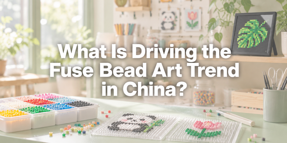 Faded illustrative creative scene with the full article title: What Is Driving the Fuse Bead Art Trend in China?