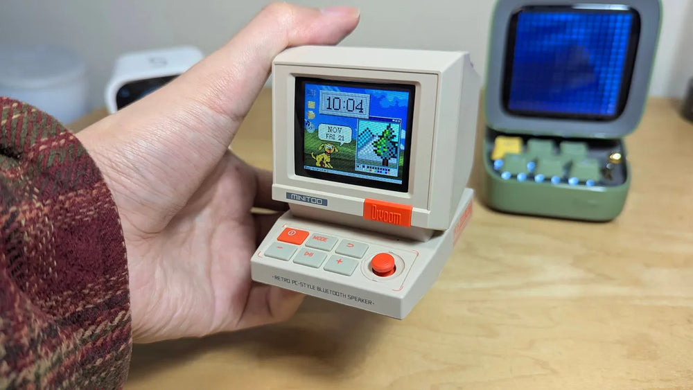 Original YouTube thumbnail: REVIEW: Divoom MiniToo | Tiny Retro Computer Mini Bluetooth Speaker!