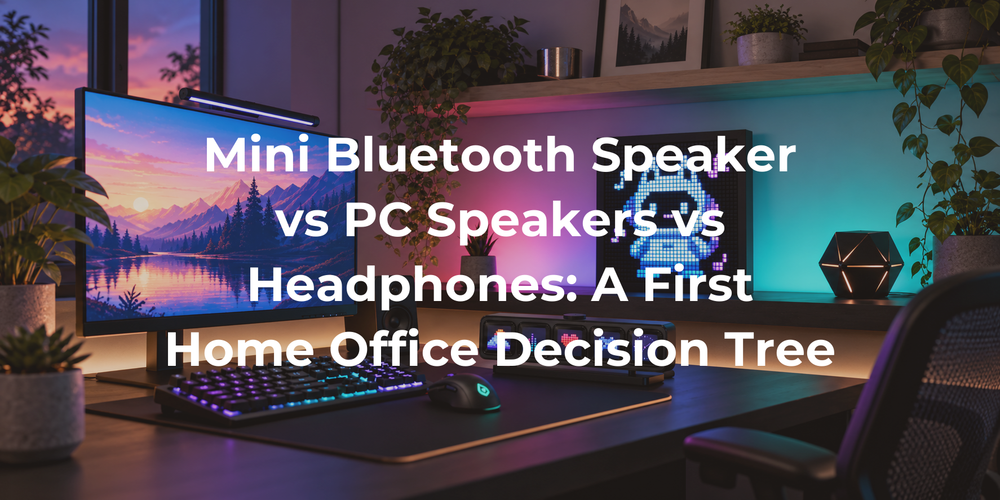 Cover: Mini Bluetooth Speaker vs PC Speakers vs Headphones: A First Home Office Decision Tree