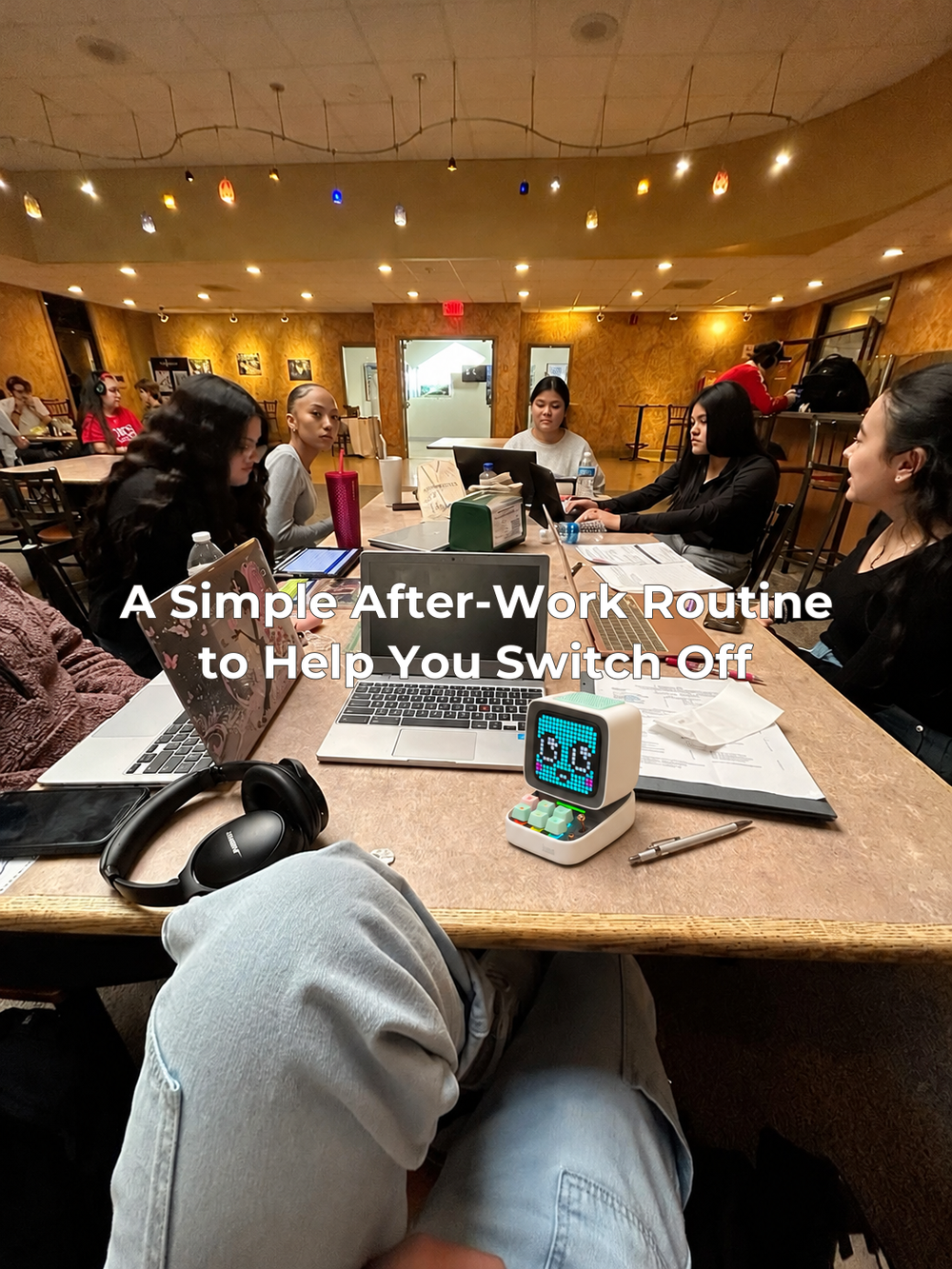 The supplied photograph with an accurate small display product added and the complete article title centered.