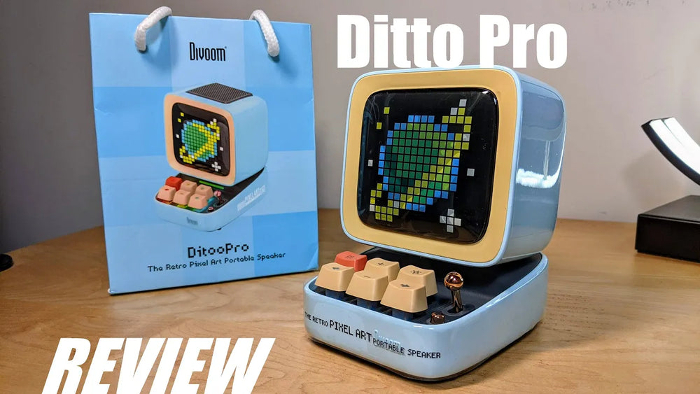Original YouTube thumbnail: REVIEW: Divoom Ditoo Pro - Retro Pixel Art Display Smart Bluetooth Speaker - Cool Desk Gadget!