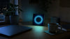 College freshman anxiety calm corner with Divoom Pixoo-64 pixel display on a dorm desk at night