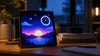 Divoom Pixoo-64 continuing to display pixel art beside a dark Wi-Fi router