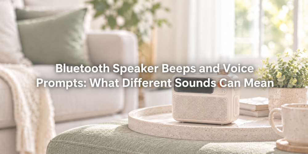 Faded illustrative scene with the full article title about Bluetooth speaker.