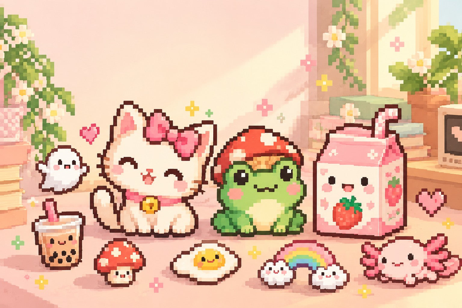 Cute Pixel Art Ideas 2026: Cat, Frog & Strawberry – Divoom International