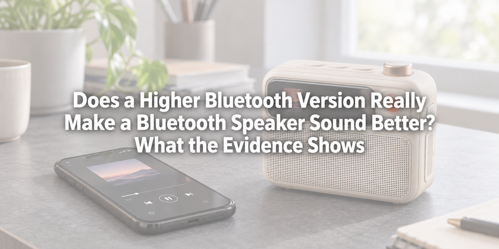 Faded illustrative scene with the full article title about Bluetooth speaker.