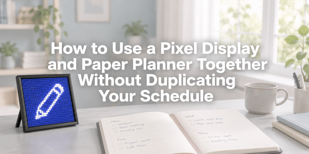 Title cover for How to Use a Pixel Display and Paper Planner Together Without Duplicating Your Schedule