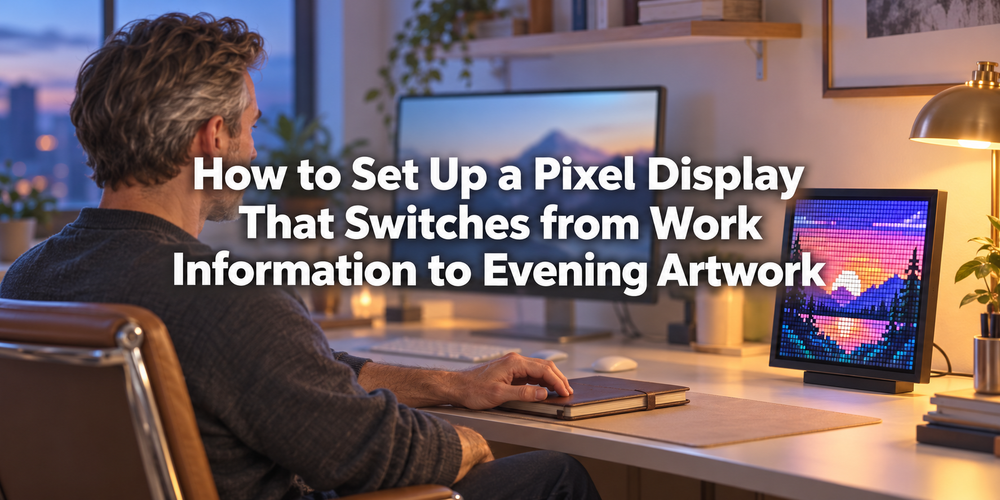 Cover: How to Set Up a Pixel Display That Switches from Work Information to Evening Artwork