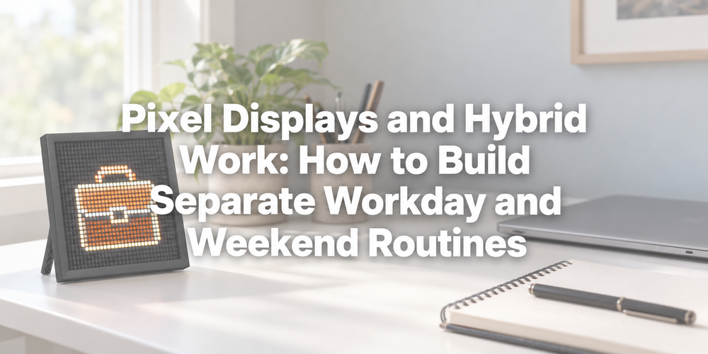 Title cover for Pixel Displays and Hybrid Work: How to Build Separate Workday and Weekend Routines