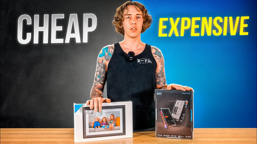 Original YouTube thumbnail: Cheap Vs Expensive: Digital Frame Edition (Divoom Times Frame)