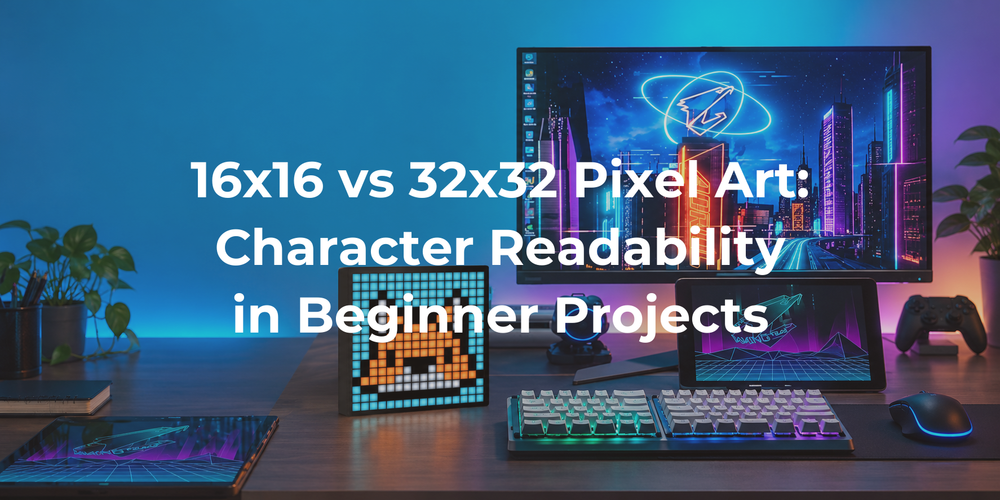 Cover: 16x16 vs 32x32 Pixel Art: Character Readability in Beginner Projects