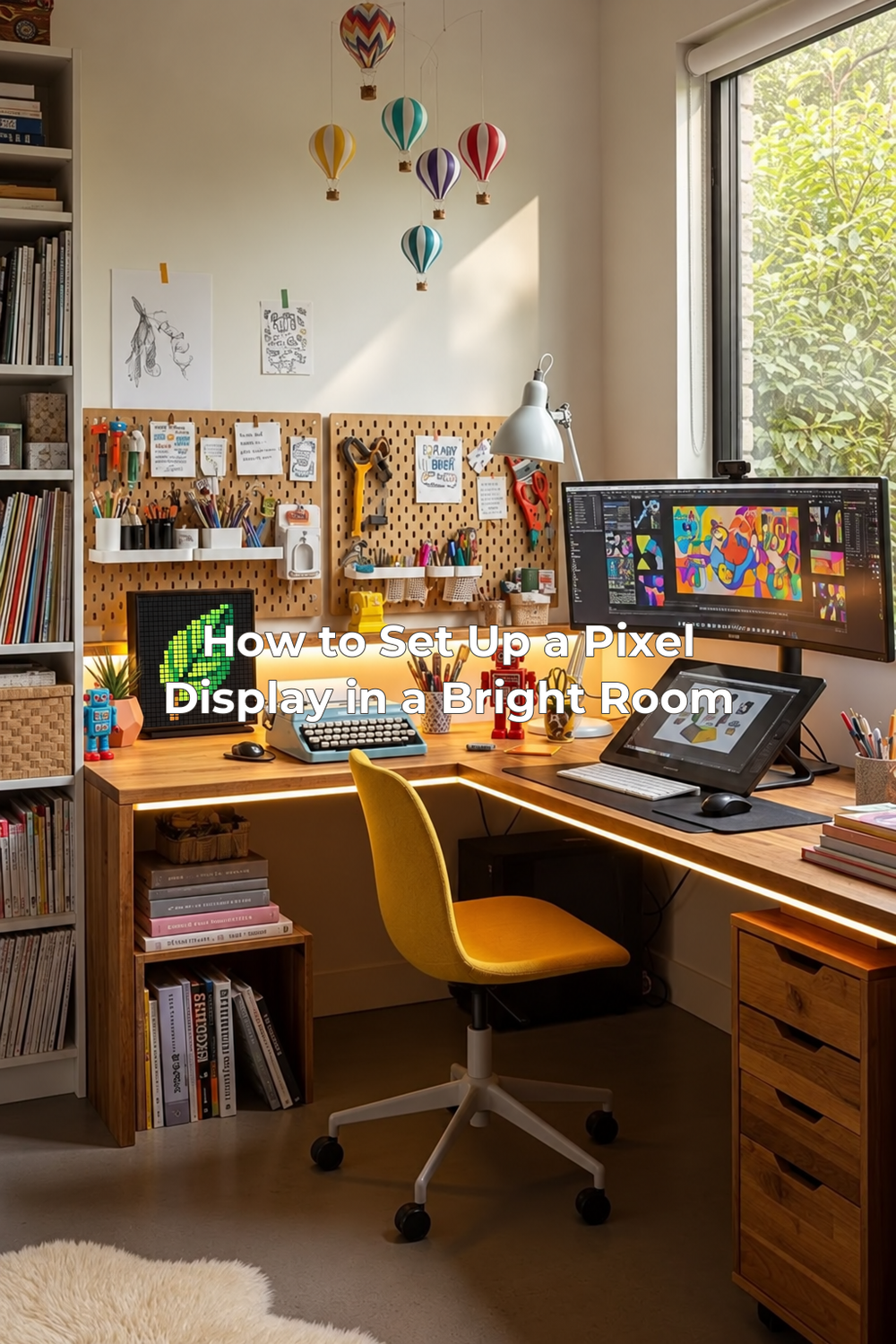 The supplied desk photograph with an accurate product addition and the complete article title centered.