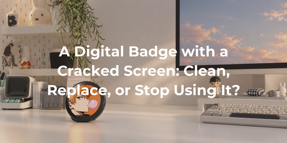A small digital badge set aside on a stable desk for a support decision.