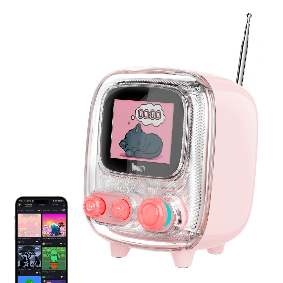 Divoom Tiivoo-2 Retro Pixel Bluetooth Speaker with Photo Album Display ...