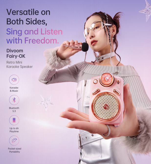 Divoom Fairy-OK | Portable Bluetooth Speaker | Microphone Karaoke
