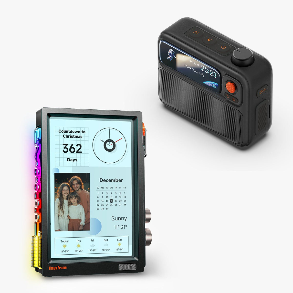 Divoom Times Frame Black with FlowToo Black bedside bundle