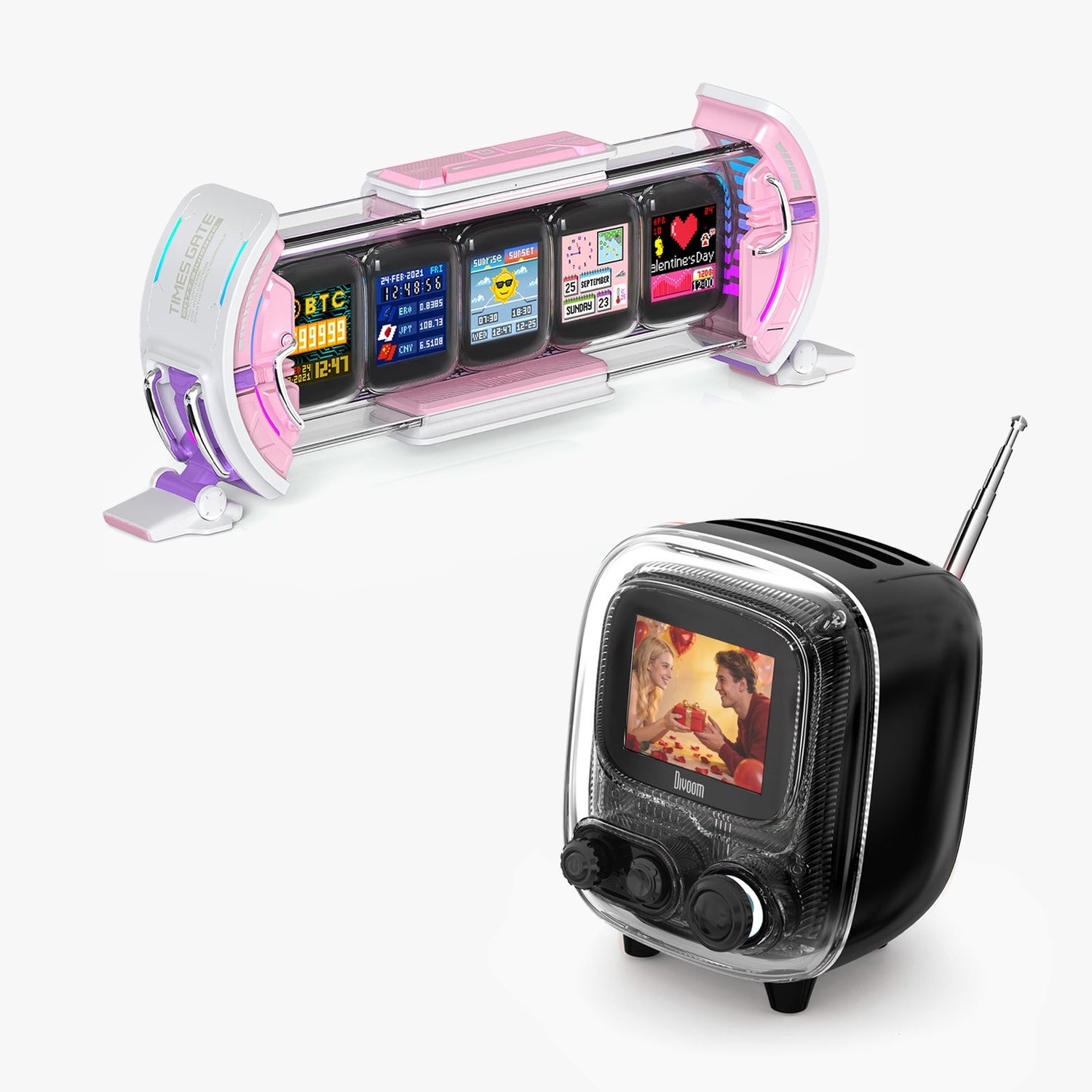 Divoom Times Gate Pink with Tiivoo-2 Black summer desk setup bundle
