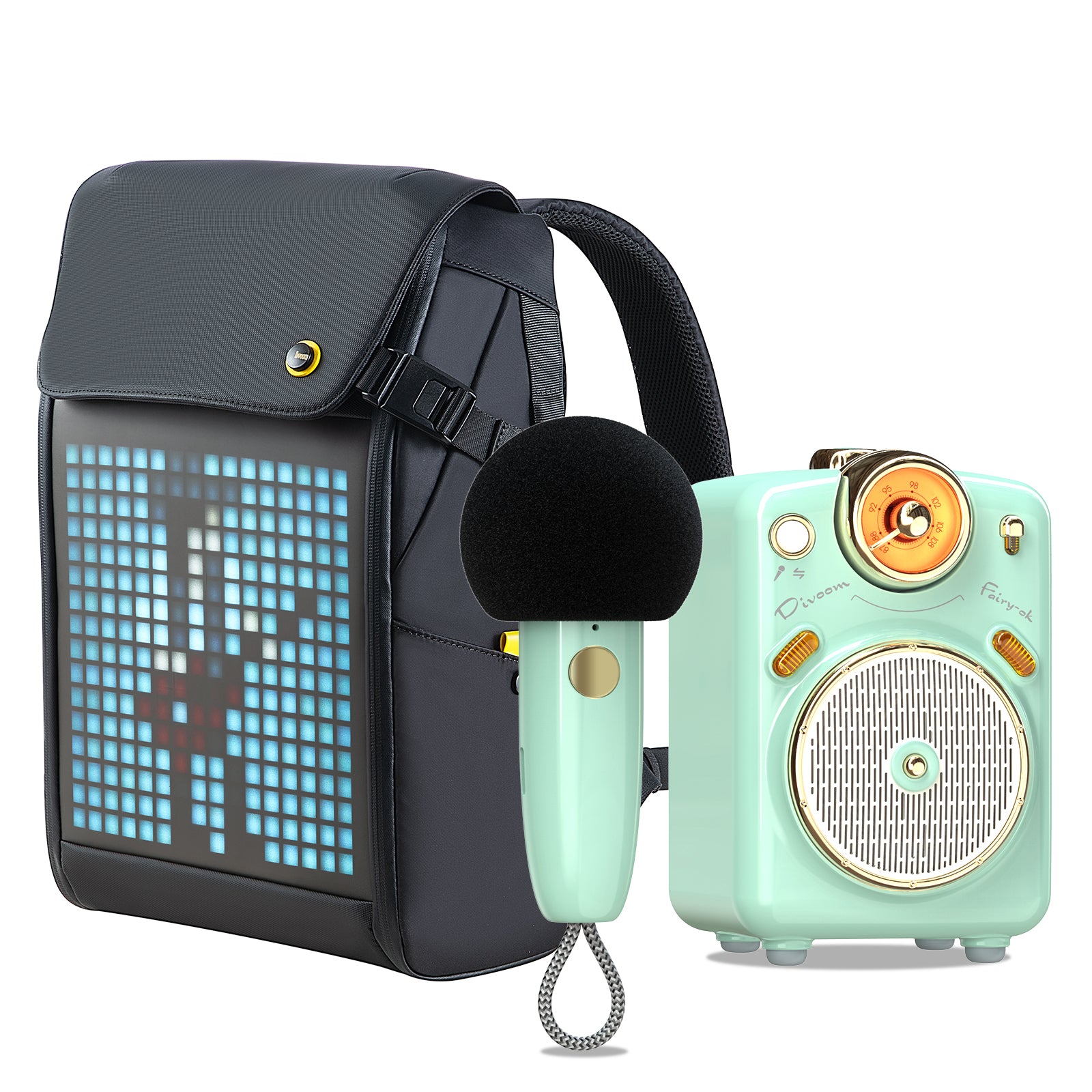 Divoom Fairy-OK Microphone Speaker &  Pixoo M Backpack
