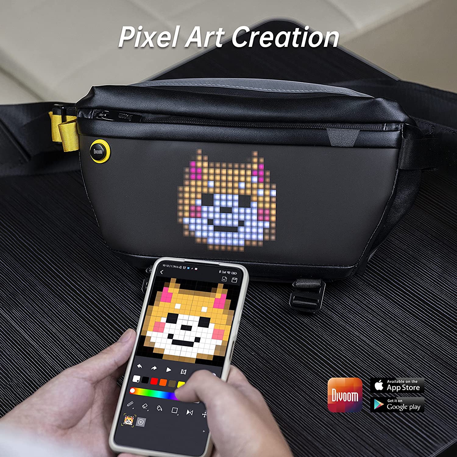 <tc>Divoom Pixoo Sling Bag ピクセルアート ボディバッグ ショルダーバッグ 斜めがけバッグ ワンショルダーバッグ 人気 ブランド 防水 スポーツ 軽量 レジャー メンズ レディース</tc>