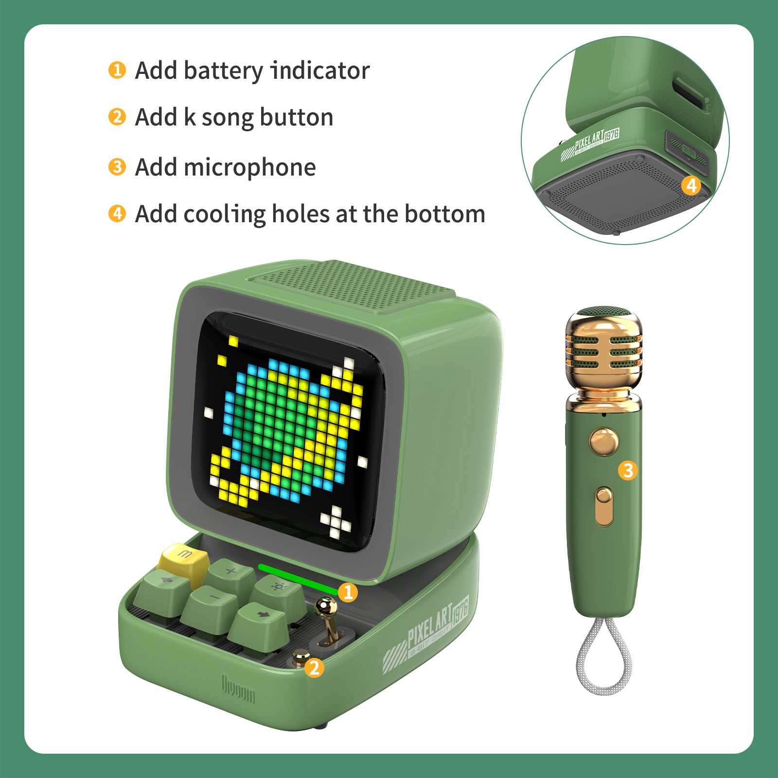 Divoom Ditoo-Mic mini-karaokemachine Pixel Art Bluetooth-luidspreker