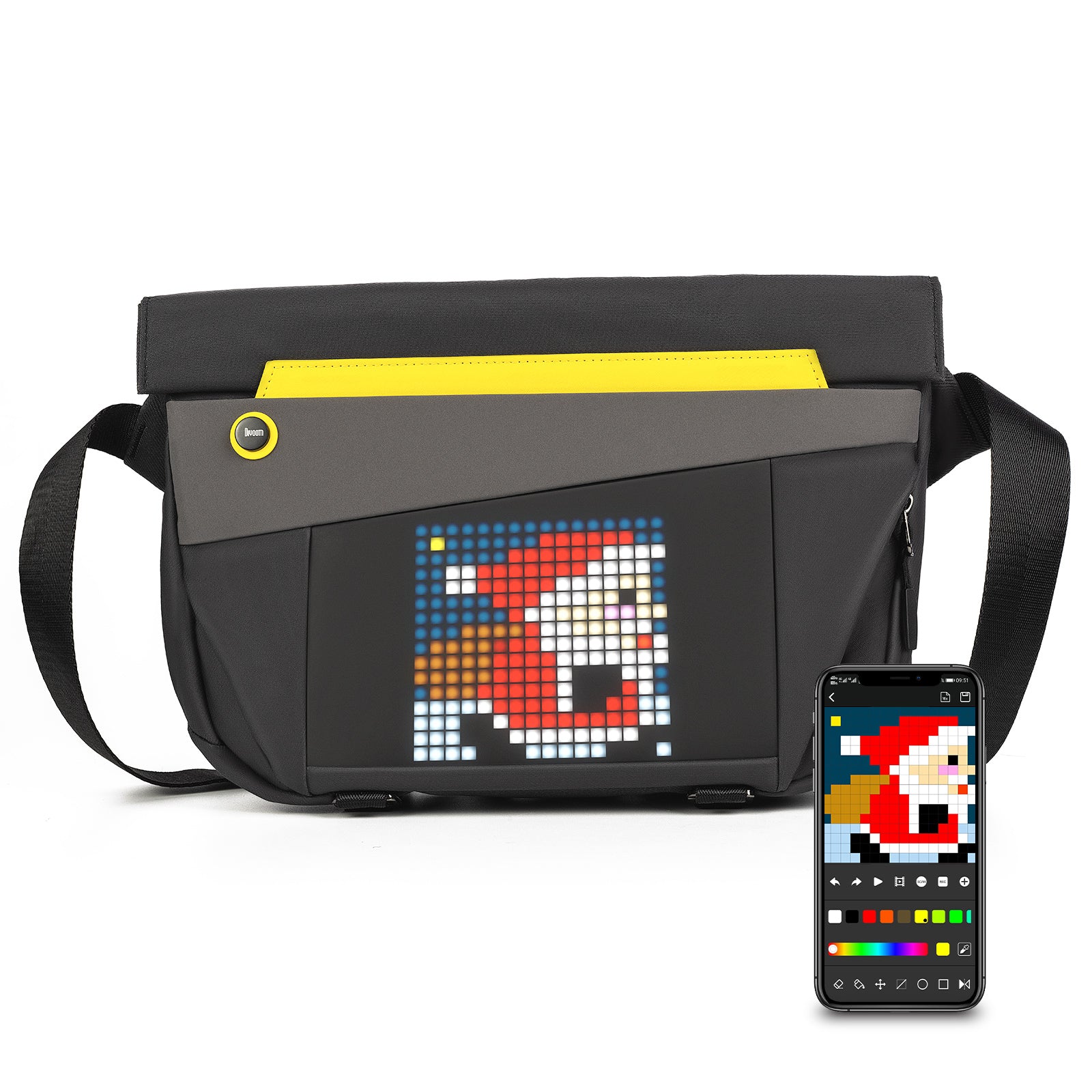 Divoom Sling Bag-V Personalizzabile Pixel Art Fashion Design Sport all'aria aperta Borsa a tracolla da uomo e da donna impermeabile Regalo di Capodanno