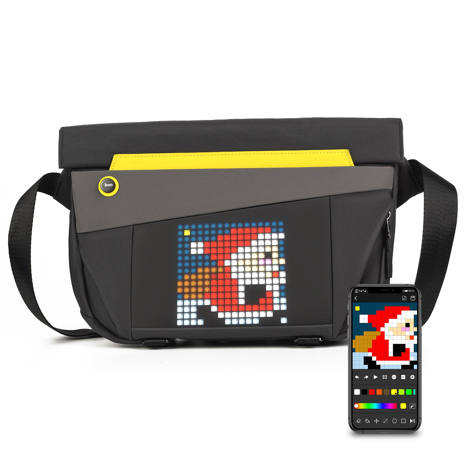 Divoom Sling Bag-V Personnalisable Pixel Art Design de mode Sports de plein air Sac de messager étanche pour homme et femme Cadeau de nouvel an