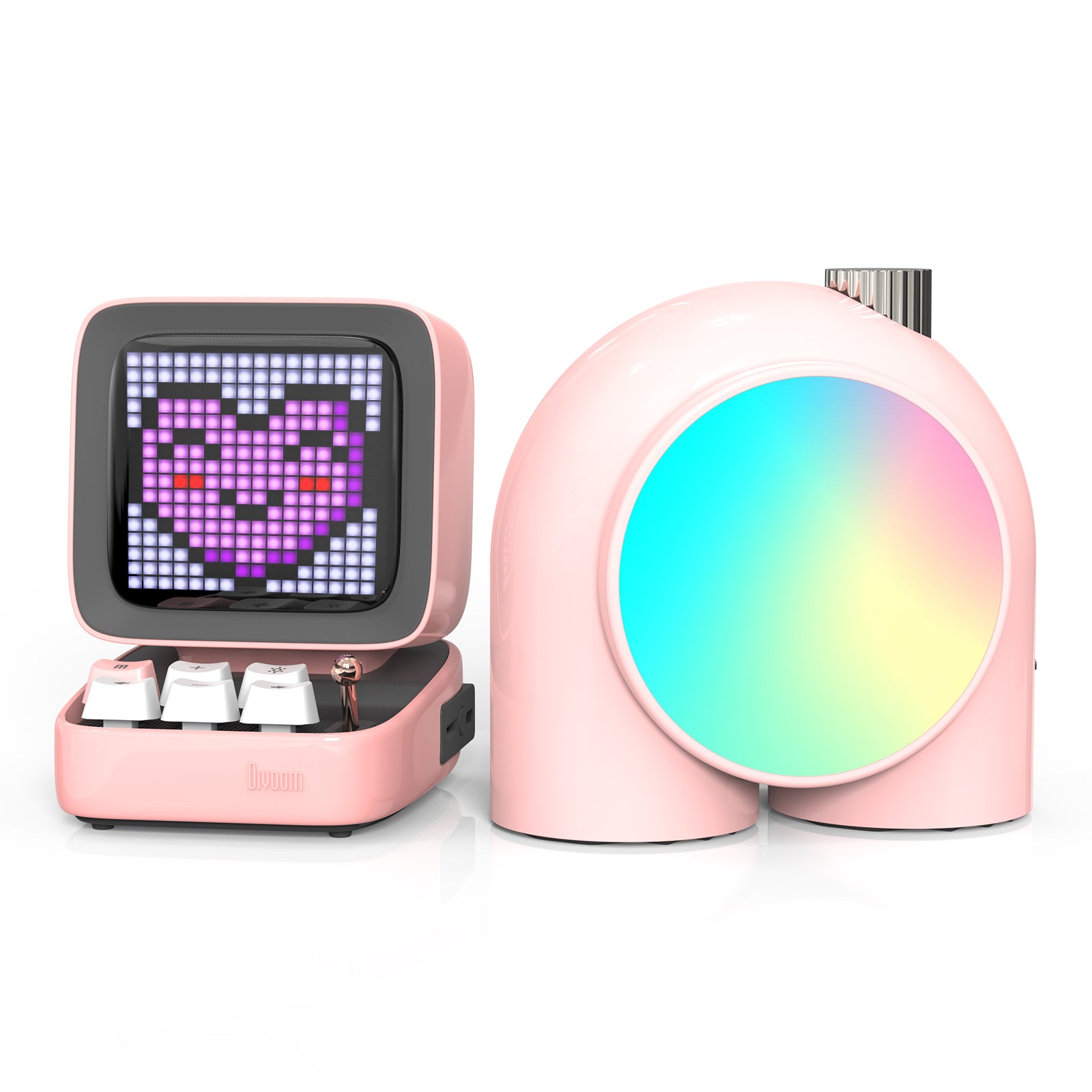 Divoom Ditoo Bluetooth Speaker & Planet-9 Mood Lamp Conjunto de decoração de mesa de jogos com Kawaii e LED RGB de estilo fofo para meninas e meninos