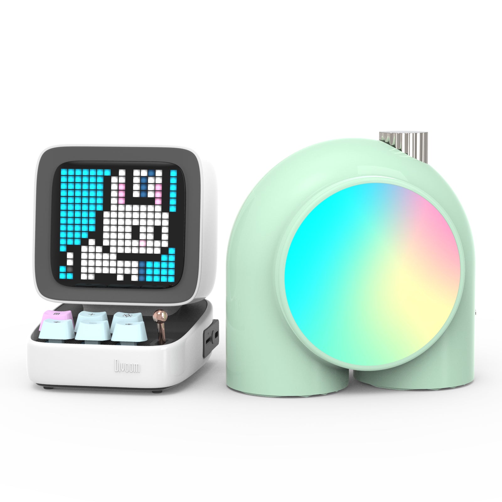 Divoom Ditoo Bluetooth Speaker & Planet-9 Mood Lamp Conjunto de decoração de mesa de jogos com Kawaii e LED RGB de estilo fofo para meninas e meninos