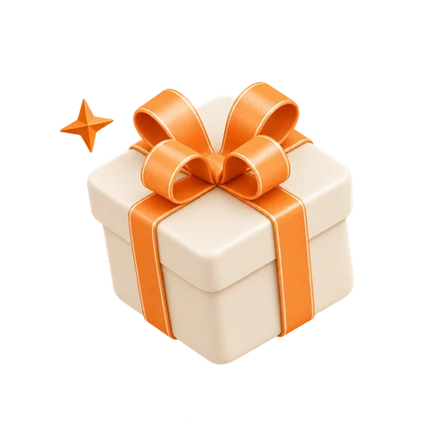 Single orange-ribbon gift box symbol